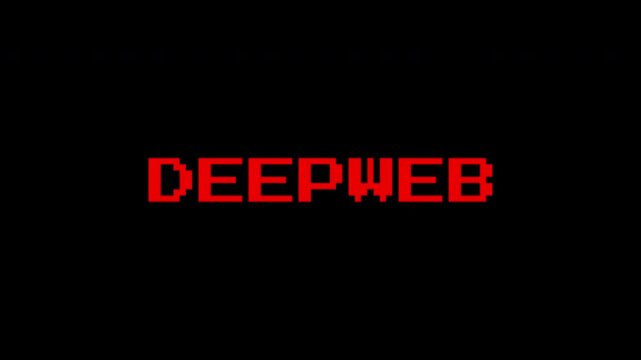 Hacking glitch text spells deepweb on a black background. Suitable for web security concepts, dark web topics and cybercrime materials.