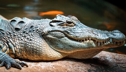 Fototapeta premium Close Up Of Large Nile Crocodile In The Sanctuary