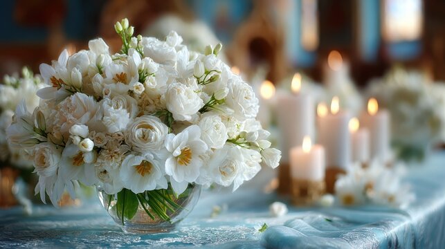 Orthodox church floral decor prepared with humility and canonical order.