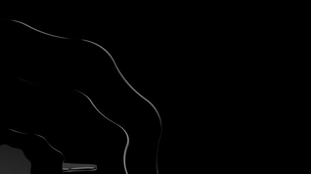 Minimal abstract composition of flowing contour lines with subtle highlights over black background creating smooth organic shapes and elegant modern aesthetic