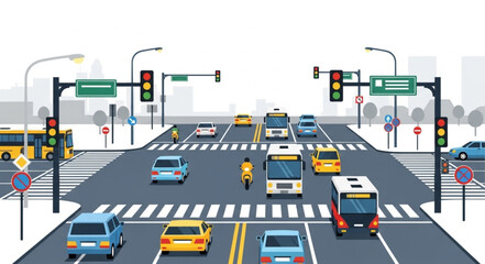 Busy City Street Intersection Traffic. © Meii