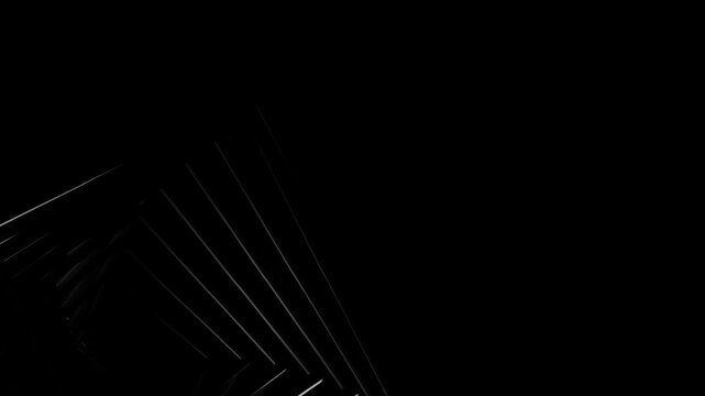 Minimal abstract composition of radiating linear elements illuminated against deep black background creating sense of motion and futuristic geometric flow