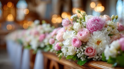 Obraz premium Floral preparation enhancing sacred atmosphere of Orthodox worship.