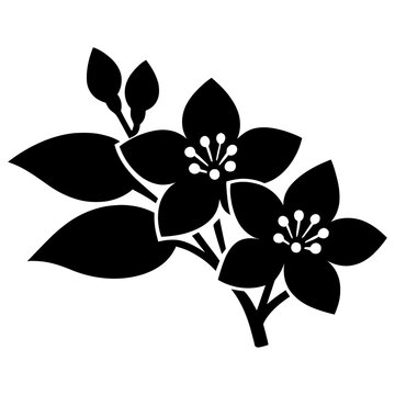 Jasmine Flower Silhouette Black Vector Icon Simple Fragrant Floral Design