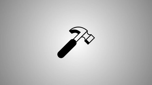 A captivating hammer animation transforms from 3D into a sleek 2D line art icon, perfect for various media projects