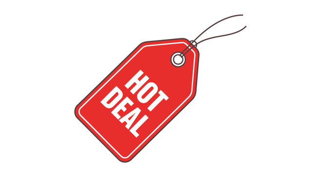 Red Hot Deal Tag with String - Sale Promotion and Discount Concept