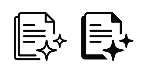 AI document icon. Generate text file or write with ai symbol. Transparent PNG and vector