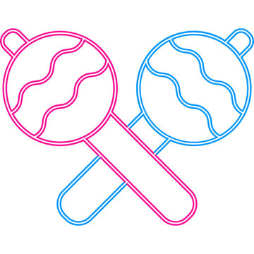Baby Rattle Icon Neon Style