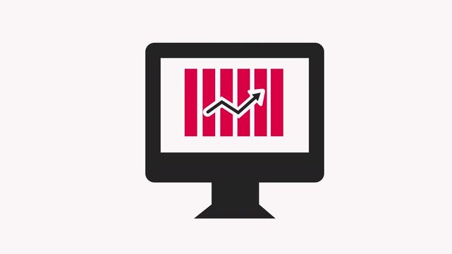 computer monitor with data collection graph arrow