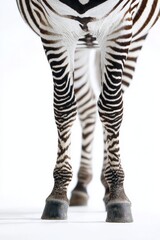 Fototapeta premium close-up of zebra legs on white background