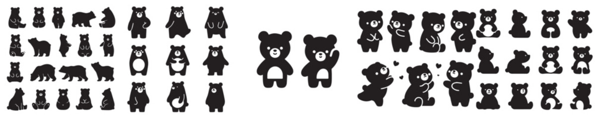 Obraz premium set of vector bear silhouettes