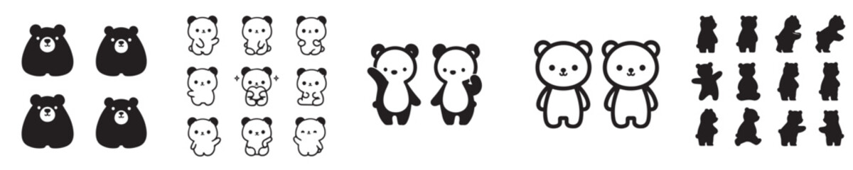 Naklejka premium set of vector bear silhouettes