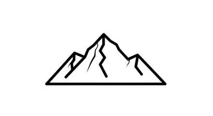 Minimalist mountain peak icon, simple line art graphic for outdoor adventure and nature themes