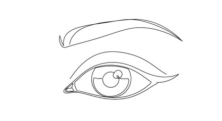Obraz premium Minimalist One Line Drawing of a Human Eye and Eyebrow, Abstract Beauty and Vision Concept