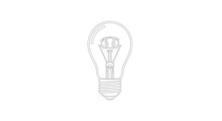 Minimalist outline of a classic incandescent light bulb on a white background, symbolizing ideas and innovation.