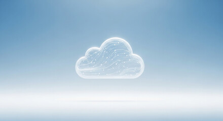 Modern cloud technology symbol with glowing white lines