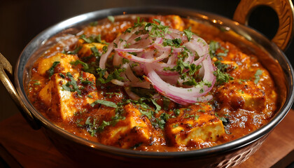 Shahi paneer bowl in resturant, north indian veg food