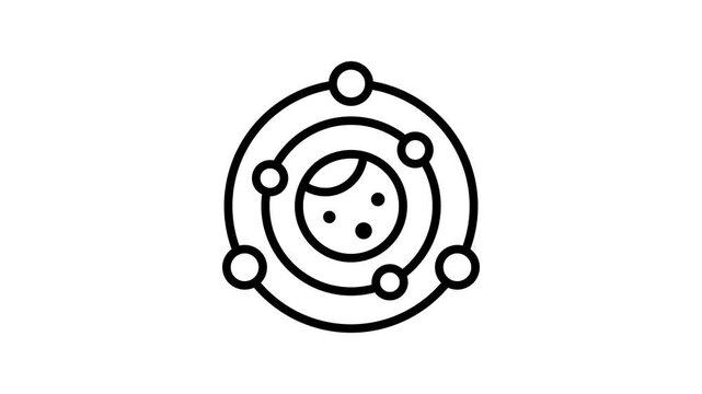 Well crafted linear animated icon of planetary orbit path