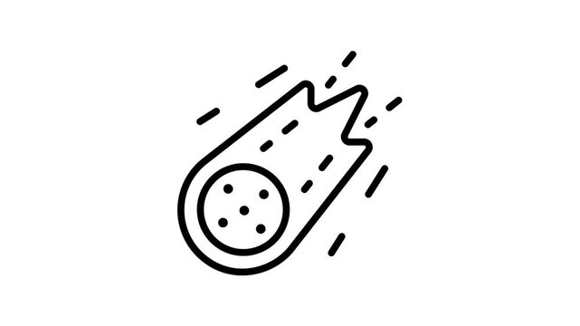 Well designed outline animated icon of falling meteorite rock
