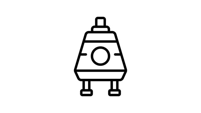 Trendy linear animated icon of advanced space module unit