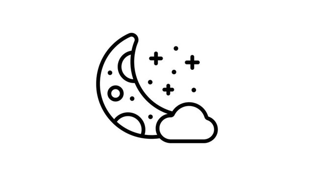 Easy to edit outline animated icon of lunar surface