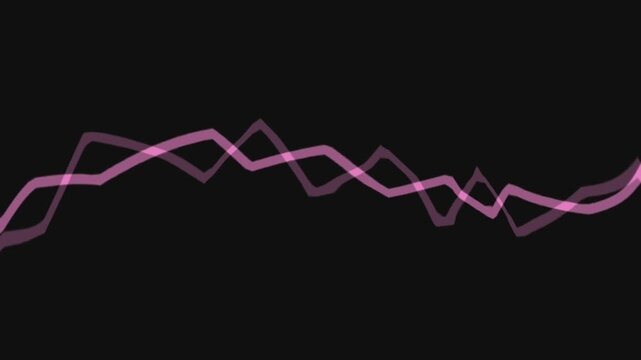 Abstract pink neon audio waveform moving across a dark background representing sound energy and pulse 