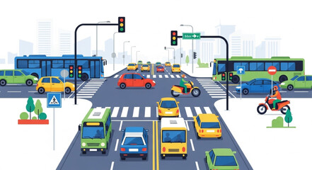 Busy City Street with Vehicles. © Reza