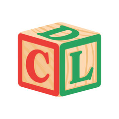 Colorful Wooden Toy Block with Letters.
