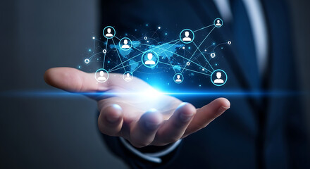Fototapeta premium Global Network Connection Concept Illustrating Worldwide Communication and Human Relationships