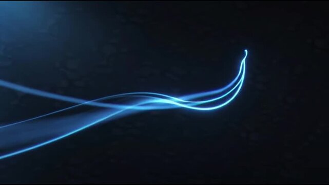 Dynamic blue light trails on dark background