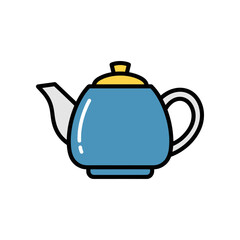 Obraz premium Blue Teapot with Yellow Lid Illustration.