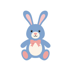 Obraz premium Blue Cartoon Bunny with Pink Bow Tie.