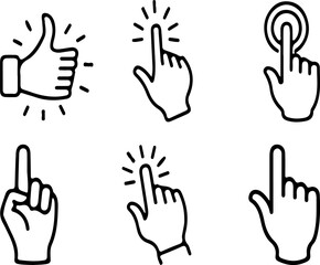 Fototapeta premium Set of 6 Hand Cursor Click Icons Vector