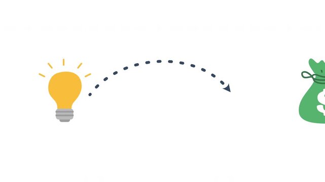 creative idea bulb. Idea Concept Light Bulb Money Bag Icon Animation. Creative Idea Light Bulb with Money Bag