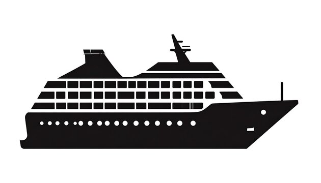 Silhouette of a Cruise Ship - Travel and Vacation Icon.