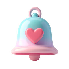 Obraz premium Pastel Notification Bell with Pink Heart on Transparent Background