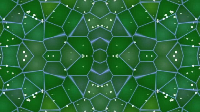 Intricate Green Mosaic Pattern with Floral Symmetry and White Accents from a Direct Overhead Viewpoint