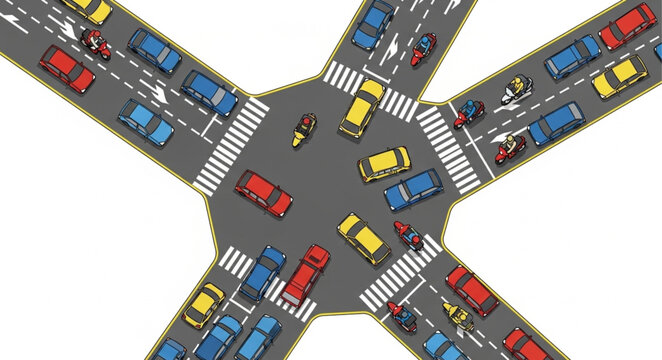 Busy Roundabout with Toy Cars.