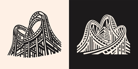 Dynamic Roller Coaster Thrill Ride Amusement Park Illustration © Quivr