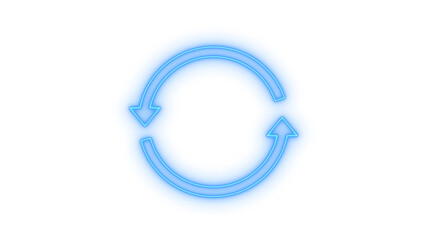 Glowing neon refresh or reload icon isolated on transparent background. Update symbol. Recycle sign. Infinite loop. Circular arrows. Web UI element.