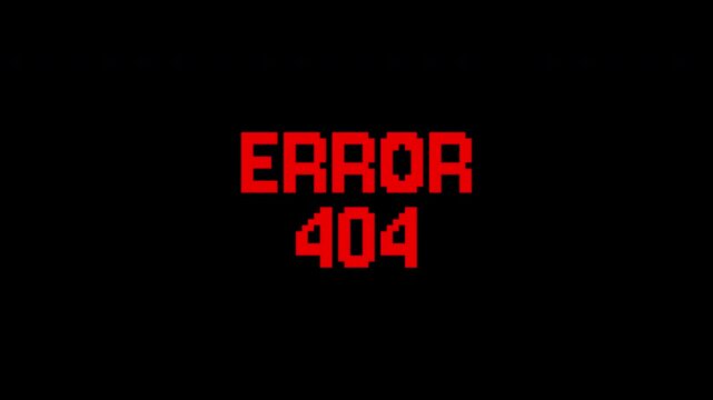 Hacking glitch error 404 message on a black background suitable for website design, web development, digital projects, and online troubleshooting.