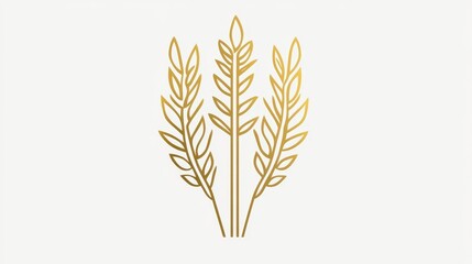 Simple linear wheat icon with soft golden gradients, representing agriculture and harvest, modern outline style for packaging use