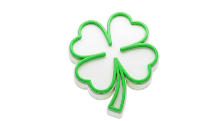 Fototapeta premium Green Clover Outline on White Background