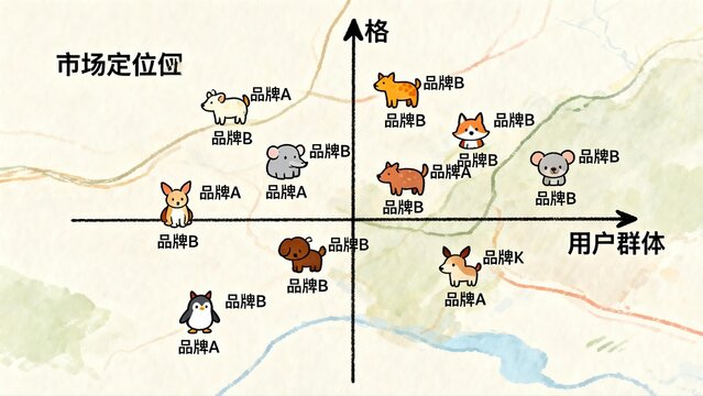 Market positioning chart with animal brands