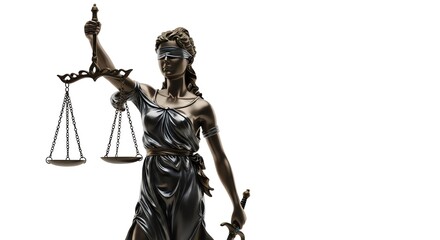 Lady Justice statue with transparent background