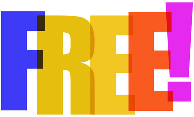 Fototapeta premium Colorful free text on a 3D style transparent background on transparent background