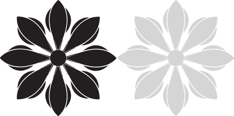 Obraz premium Vector graphic illustration of black and gray floral design elements on transparent background