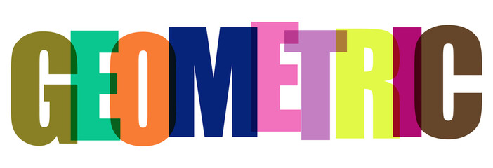 Colorful geometric word art with bold typography on transparent background © BASHIRA_BEGUM