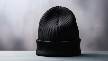 Folded Form Black Beanie In Pale Stillness