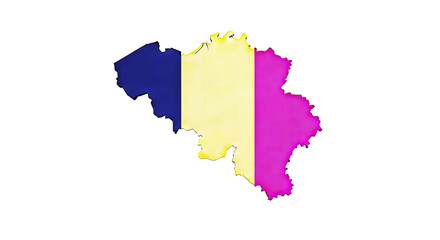 Obraz premium Belgium Map Outline with National Flag Colors